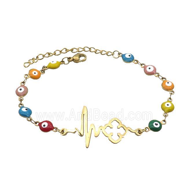Stainless Steel Bracelets Evil Eye Multicolor Gold Plated