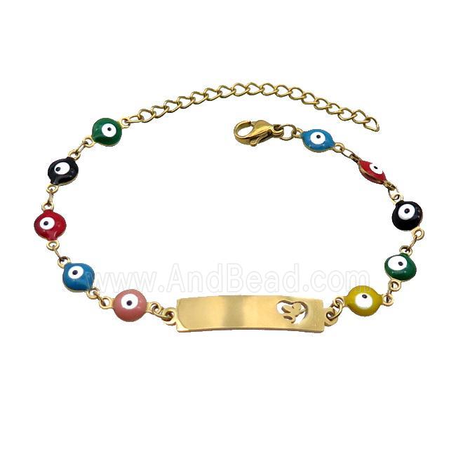 Stainless Steel Bracelets Evil Eye Multicolor Gold Plated