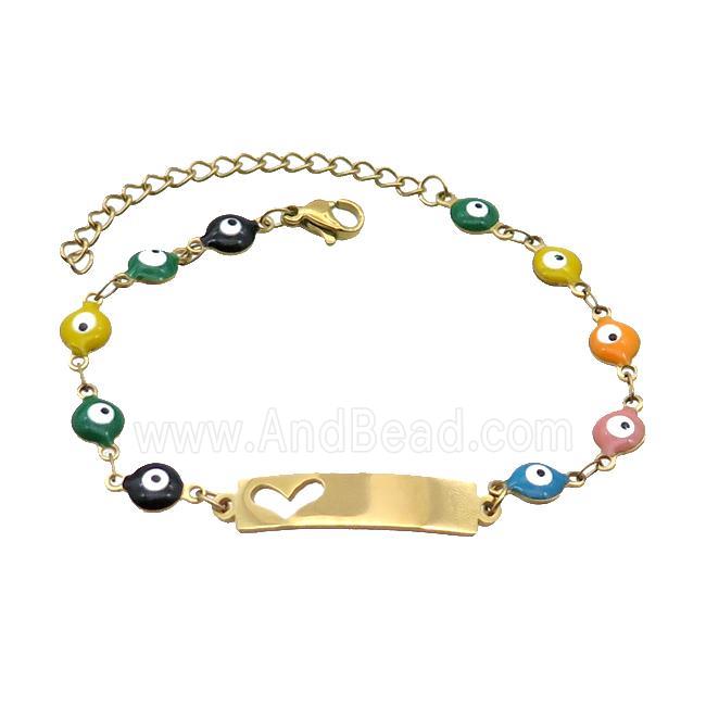 Stainless Steel Bracelets Evil Eye Multicolor Heart Gold Plated