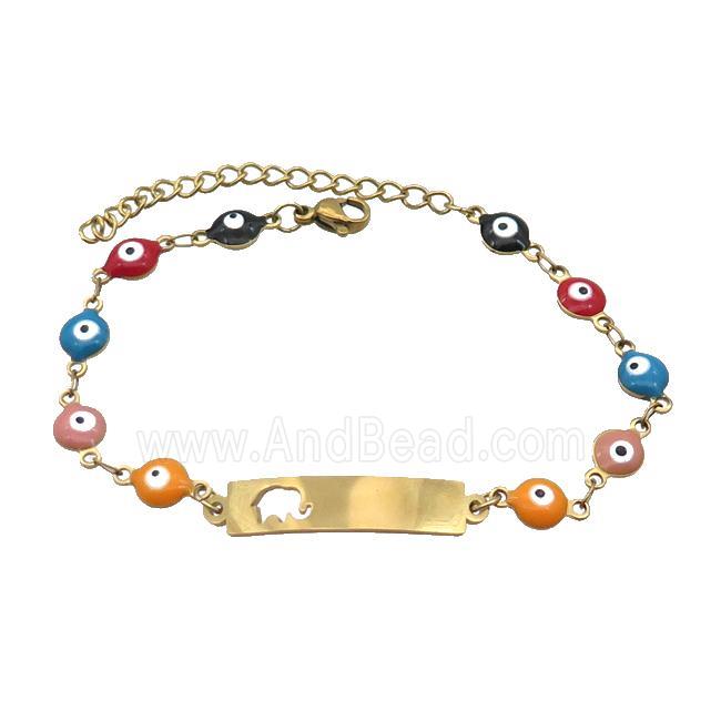 Stainless Steel Bracelets Evil Eye Multicolor Elephant Gold Plated