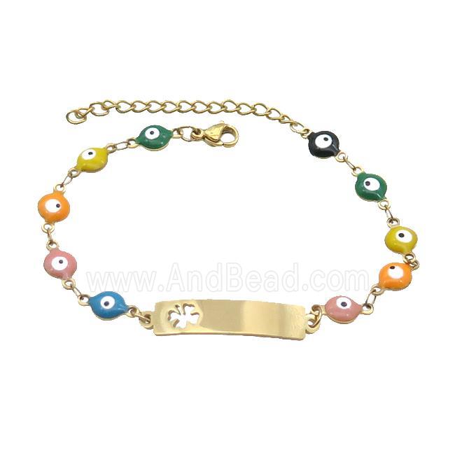 Stainless Steel Bracelets Evil Eye Multicolor Clover Gold Plated