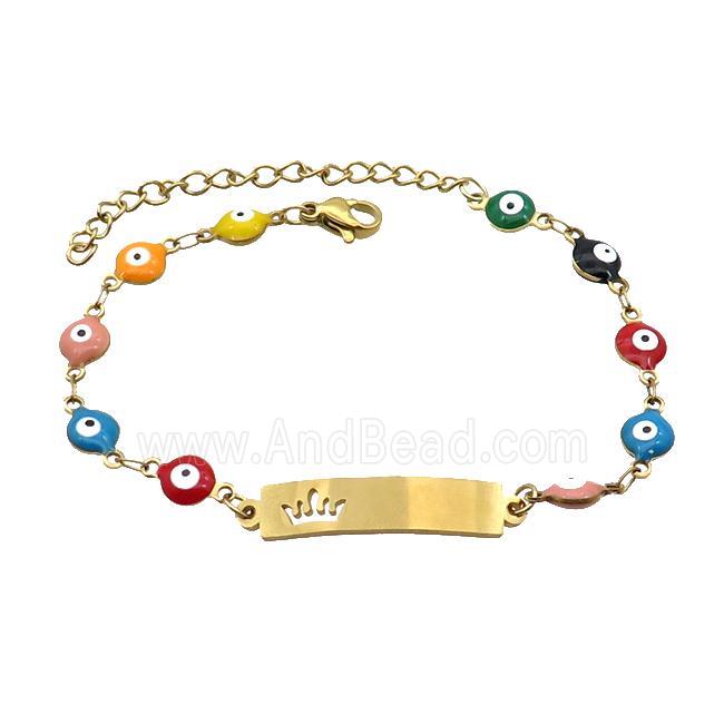 Stainless Steel Bracelets Evil Eye Multicolor Crown Gold Plated