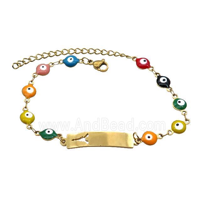 Stainless Steel Bracelets Evil Eye Multicolor Eiffel Tower Gold Plated