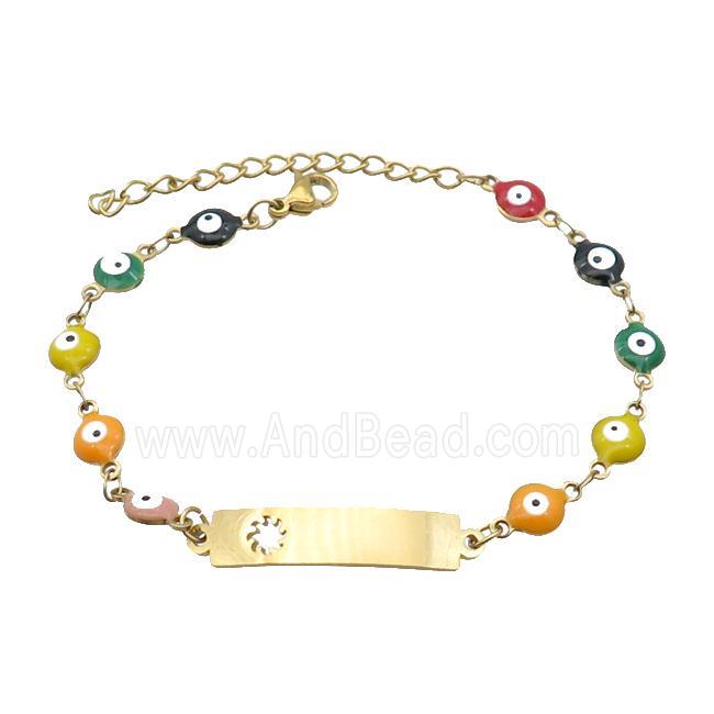 Stainless Steel Bracelets Evil Eye Multicolor Sun Gold Plated