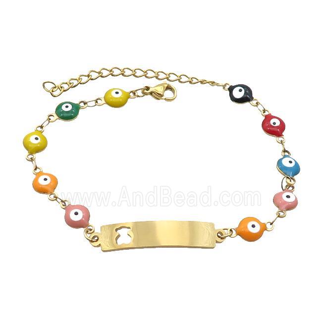 Stainless Steel Bracelets Evil Eye Multicolor Bear Gold Plated