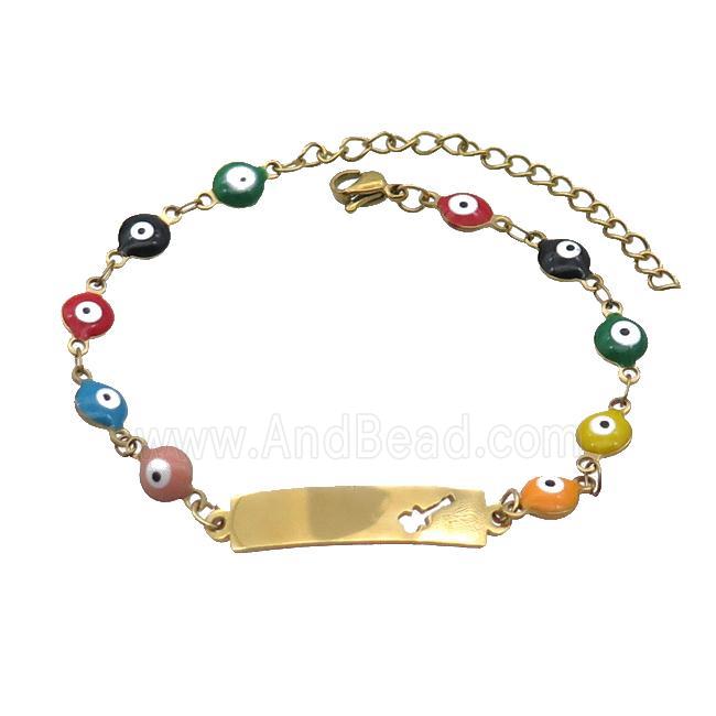 Stainless Steel Bracelets Evil Eye Multicolor Guitar Gold Plated