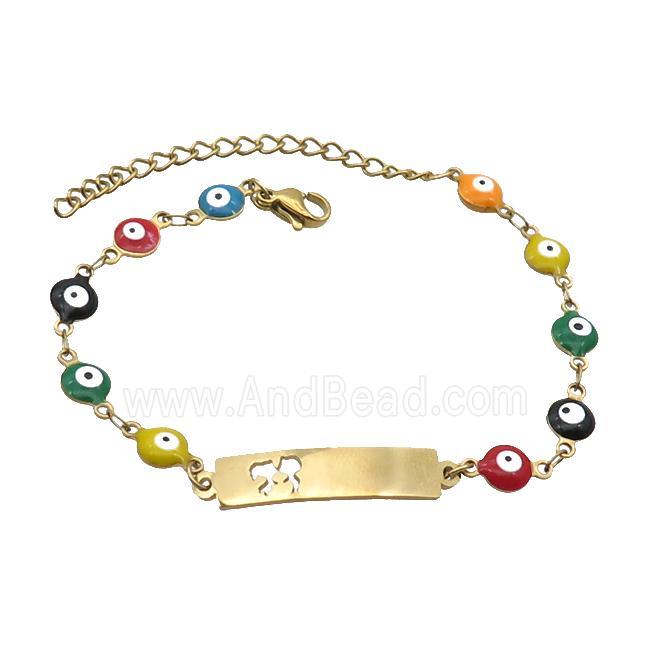Stainless Steel Bracelets Evil Eye Multicolor Gold Plated