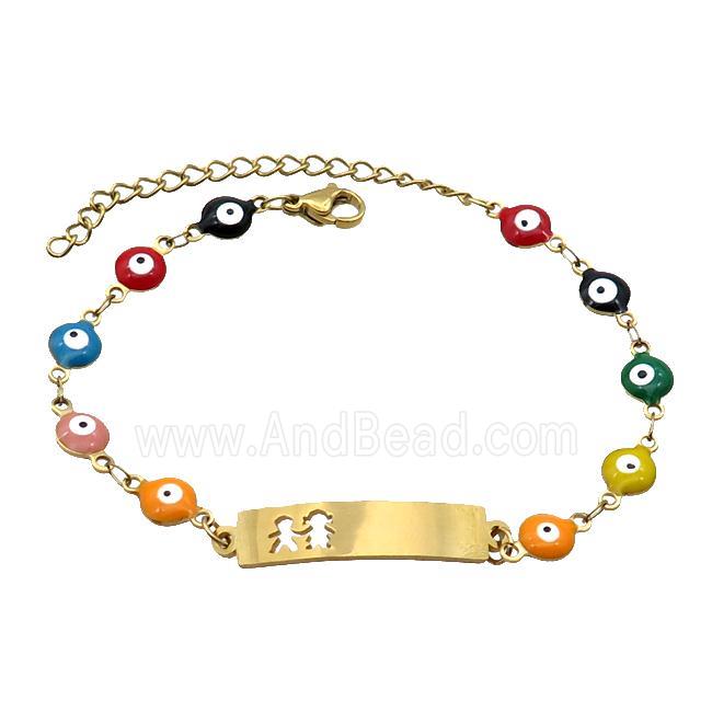 Stainless Steel Bracelets Evil Eye Multicolor Kids Gold Plated