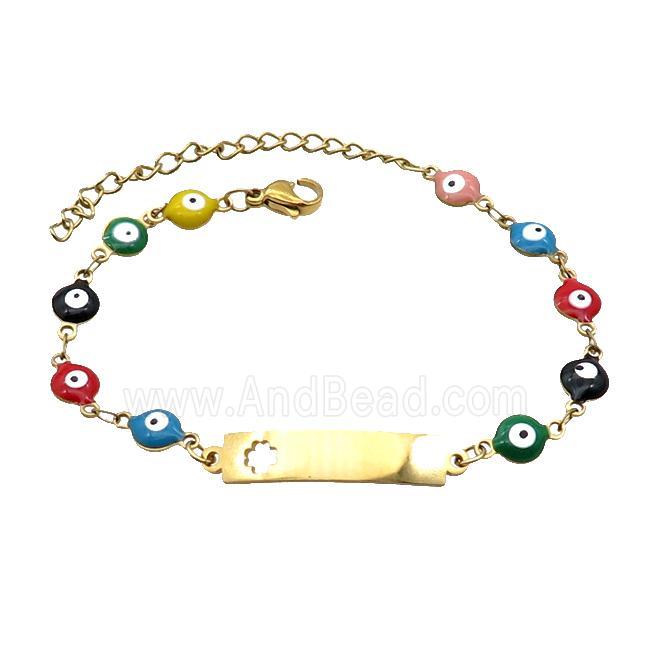 Stainless Steel Bracelets Evil Eye Multicolor Gold Plated