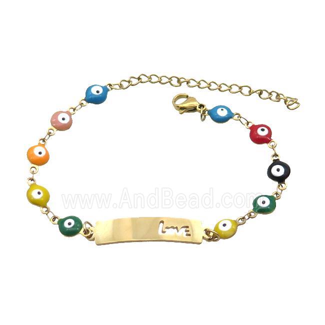 Stainless Steel Bracelets Evil Eye Multicolor Gold Plated