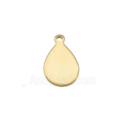 Stainless Steel Teardrop Pendant Gold Plated Flat