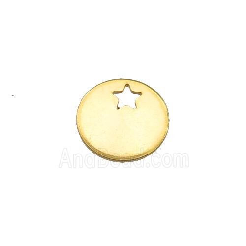 Stainless Steel Circle Pendant Star Gold Plated