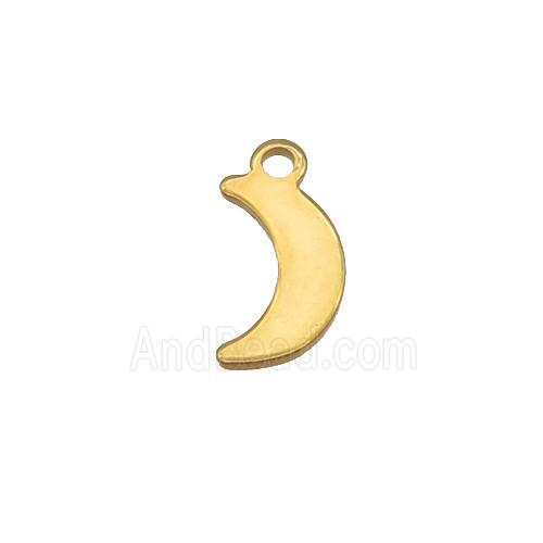 Stainless Steel Moon Pendant Gold Plated Flat