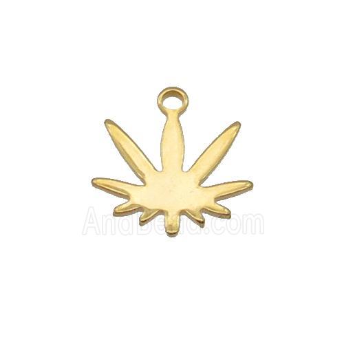 Stainless Steel Mapleleaf Pendant Gold Plated Flat
