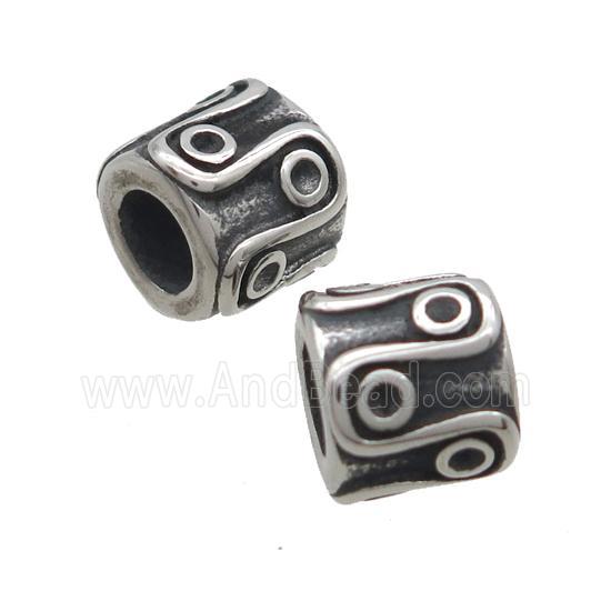 Stainless Steel Tube Beads Large Hole Antique Silver