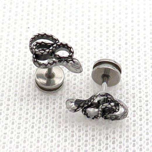 Raw Stainless Steel Stud Earrings Snake