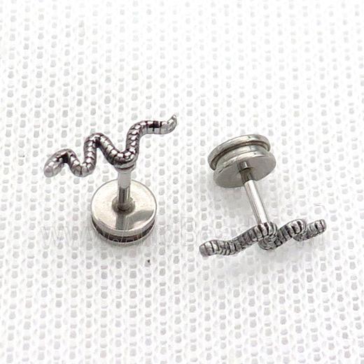 Raw Stainless Steel Stud Earrings Snake