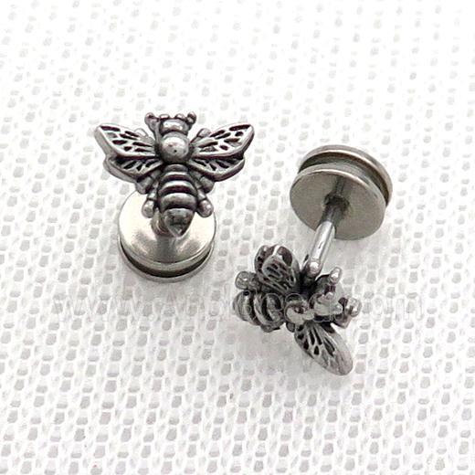 Raw Stainless Steel Stud Earrings Honeybee