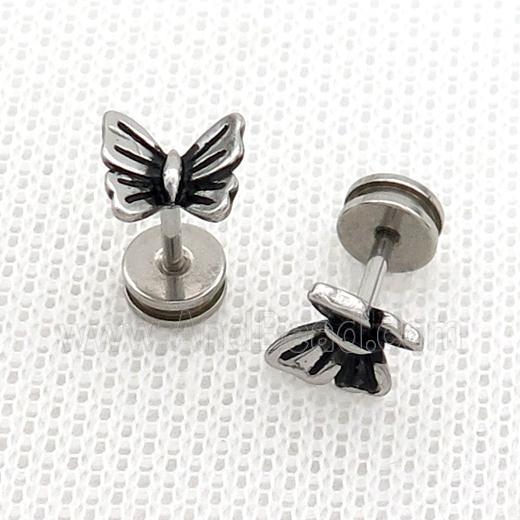 Raw Stainless Steel Stud Earrings Butterfly