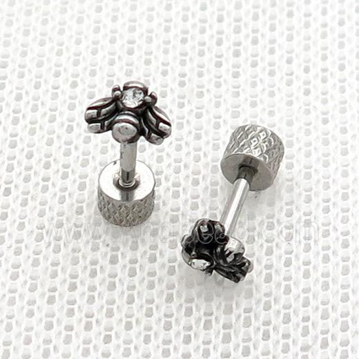Raw Stainless Steel Stud Earrings Bee
