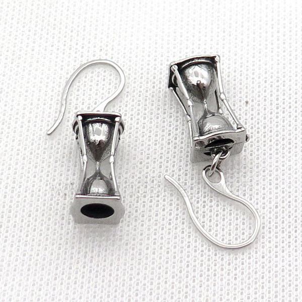 Stainless Steel Hook Earring Allah Lamp Antique Silver