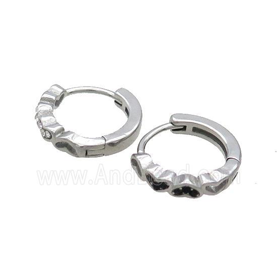 Raw Stainless Steel Hoop Earrings Pave Rhinestone