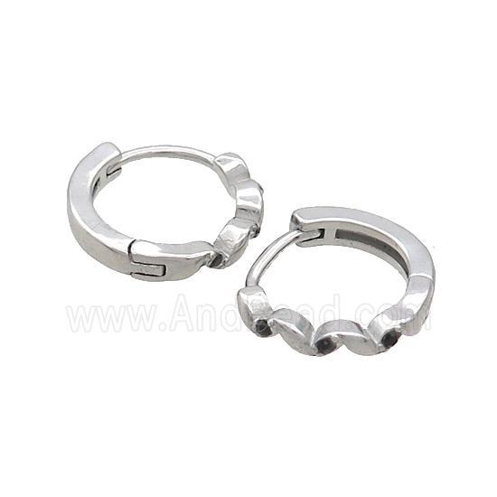 Raw Stainless Steel Hoop Earrings Pave Rhinestone