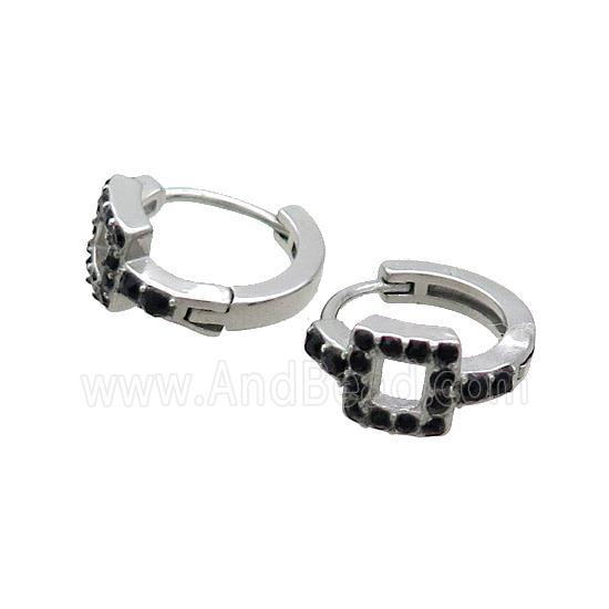 Raw Stainless Steel Hoop Earrings Pave Rhinestone