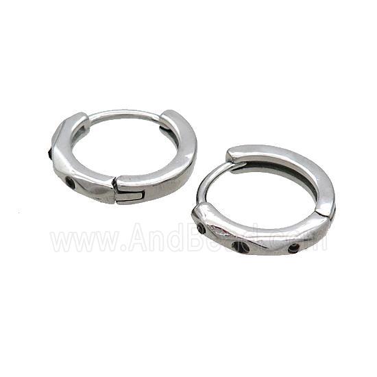 Raw Stainless Steel Hoop Earrings Pave Rhinestone