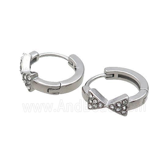 Raw Stainless Steel Hoop Earrings Pave Rhinestone