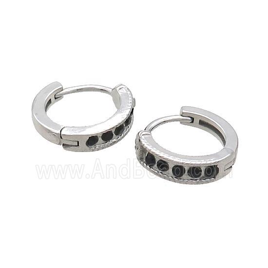 Raw Stainless Steel Hoop Earrings Pave Rhinestone
