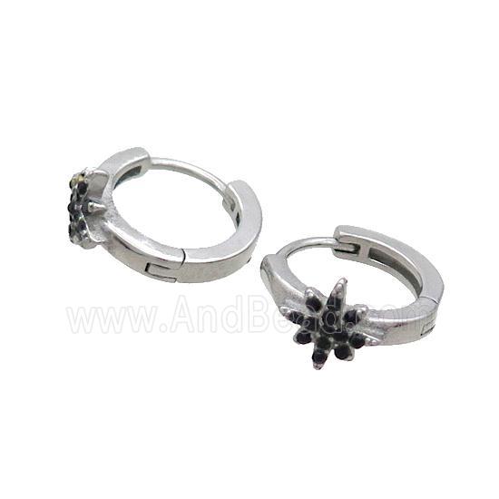 Raw Stainless Steel Hoop Earrings Pave Rhinestone Northstar