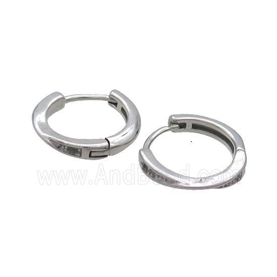 Raw Stainless Steel Hoop Earrings Pave Rhinestone