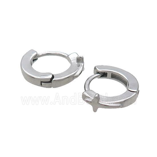 Raw Stainless Steel Hoop Earrings Cross