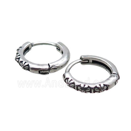 Stainless Steel Hoop Earrings Antique Silver
