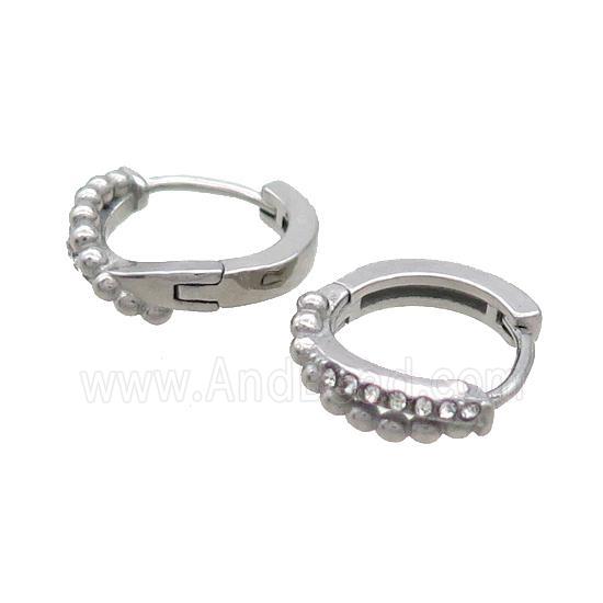 Raw Stainless Steel Hoop Earrings Pave Rhinestone