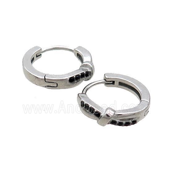 Raw Stainless Steel Hoop Earrings Pave Rhinestone