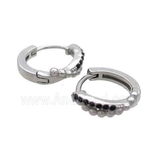 Raw Stainless Steel Hoop Earrings Pave Rhinestone