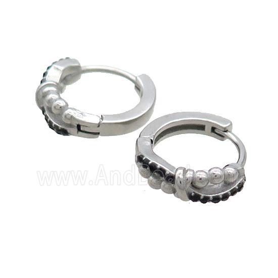 Raw Stainless Steel Hoop Earrings Pave Rhinestone