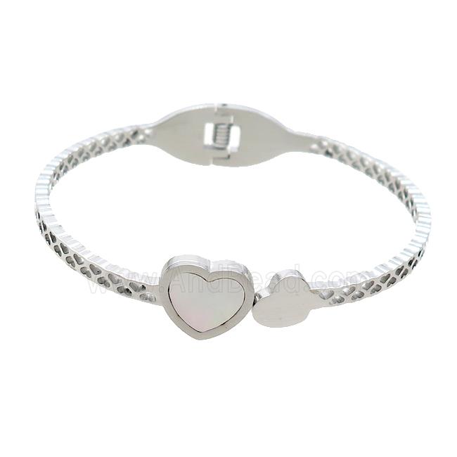 Raw Stainless Steel Pave Shell Heart