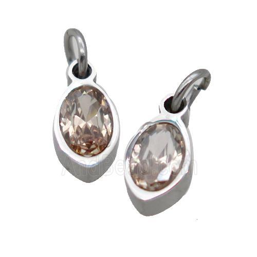 Raw Stainless Steel Eye Pendant Pave Champagne Zircon