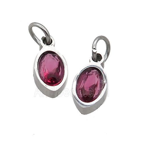 Raw Stainless Steel Eye Pendant Pave Red Zircon