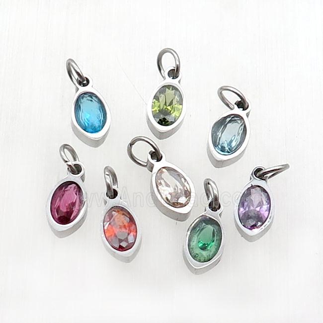 Raw Stainless Steel Eye Pendant Pave Zircon Mixed