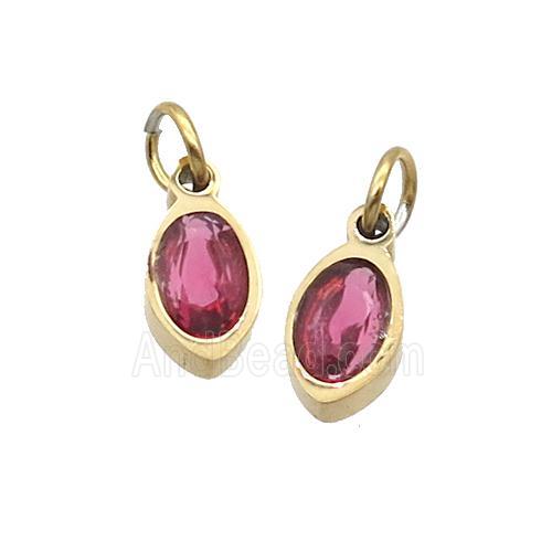 Stainless Steel Eye Pendant Pave Red Zircon Gold Plated