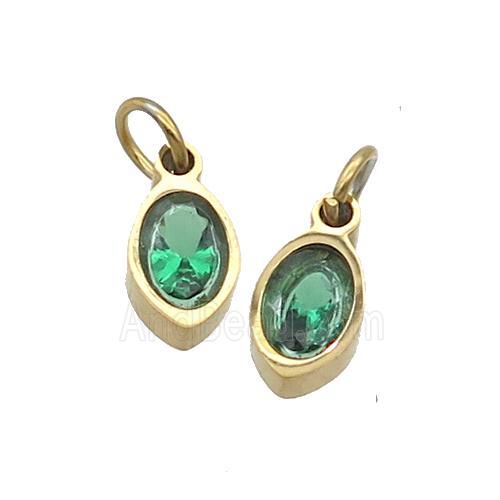 Stainless Steel Eye Pendant Pave Green Zircon Gold Plated