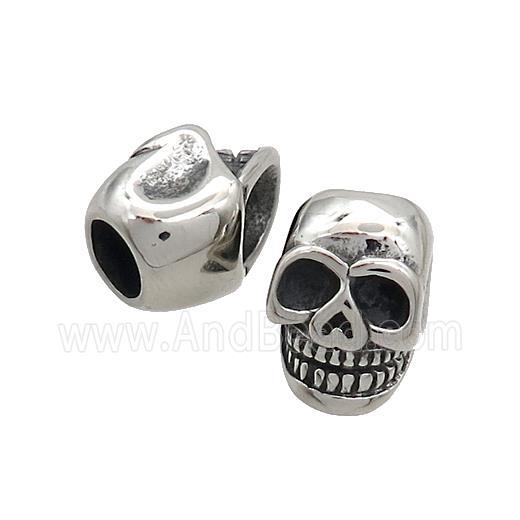 Stainless Steel Skull Beads Large Hole Antique Silver