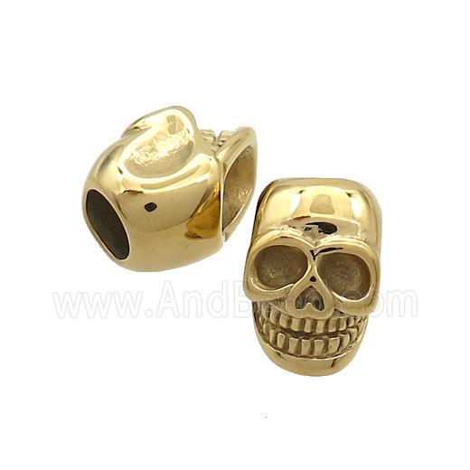 Stainless Steel Skull Beads Large Hole Gold Plated