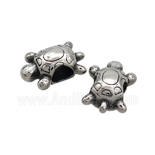Stainless Steel Beads Tortoise Large Hole Antique Silver
