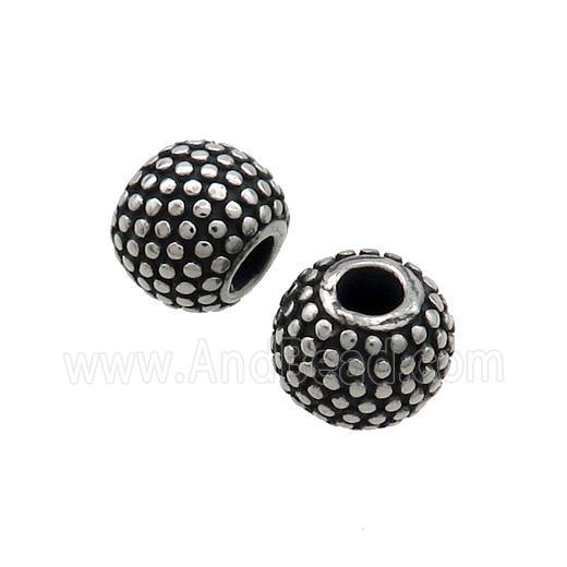 Stainless Steel Beads Round Antique Silver Large Hole