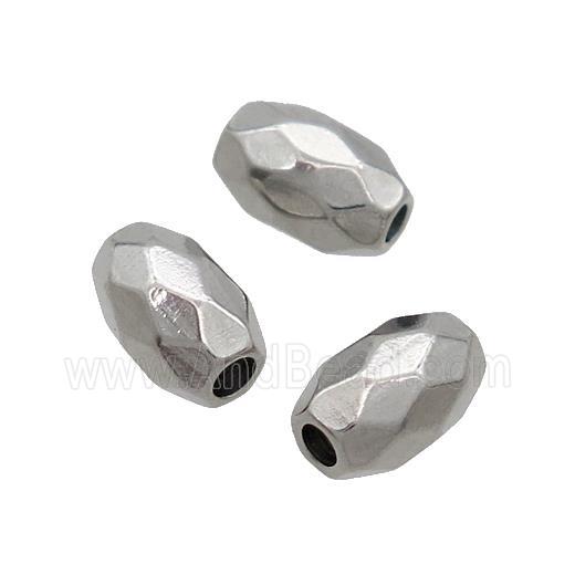 Raw Stainless Steel Rice Beads Faceted Barrel